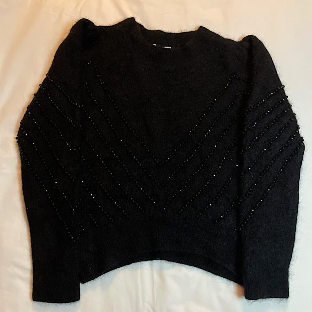Black Bedazzled thick cashmere sweater